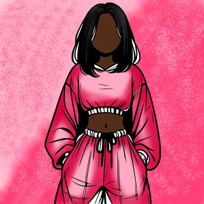 realistic girl faceless with baggy pants and a crop top