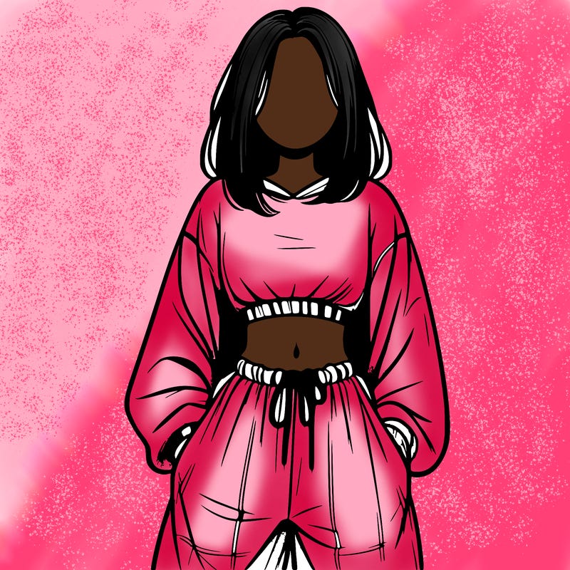 realistic girl faceless with baggy pants and a crop top