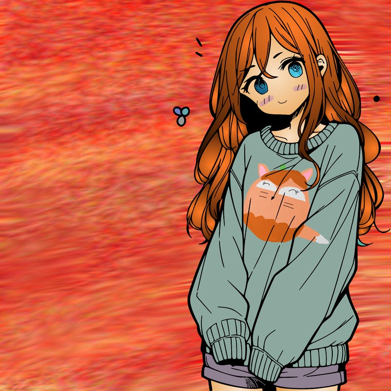 manga teen girl  in a sweater and baggy pants