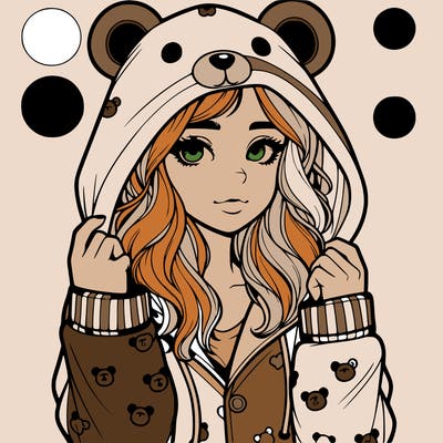 realistic girl in a animal pjs hoodie