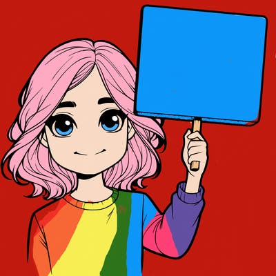 realistic girl holding up a sign
