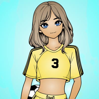realistic girl wearing soccer jersey