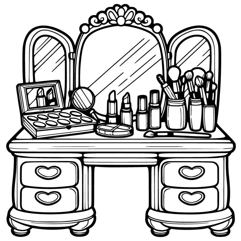 vanity with makeup