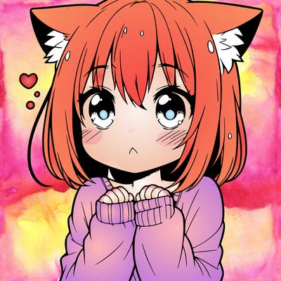 shy anime catgirl