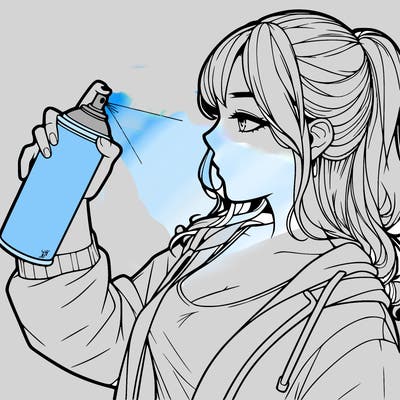 a realistic girl spray, painting