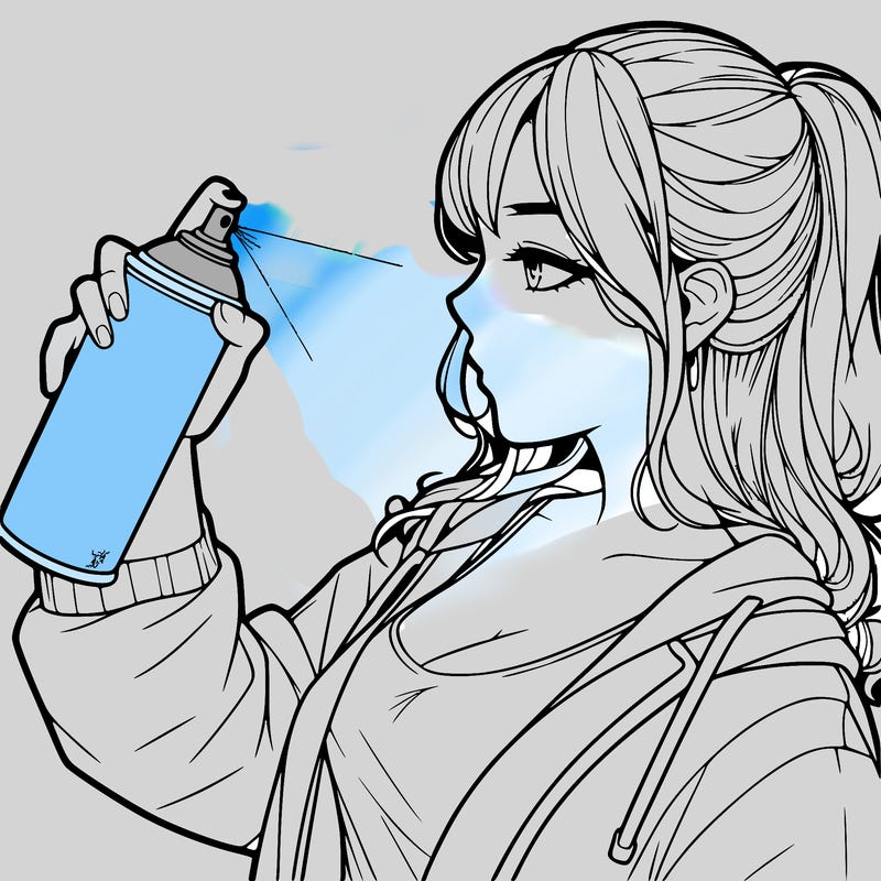 a realistic girl spray, painting