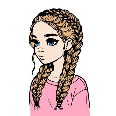 realistic girl with braids