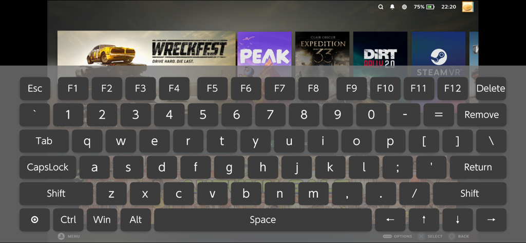 Moonlight - Superposición del teclado virtual de PC de la aplicación Moonlight en una interfaz de streaming de juegos móvil