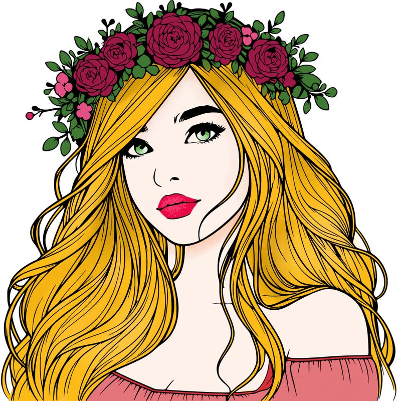 realistic girl with flower crown