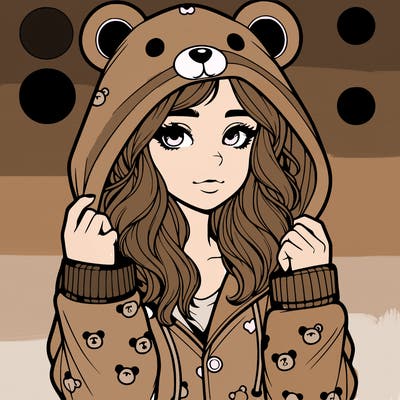realistic girl in a animal pjs hoodie