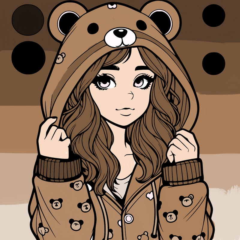 realistic girl in a animal pjs hoodie