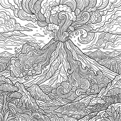 Dive into the dramatic world of volcanic power with this stunning adult coloring page, capturing the intense beauty of a pyroclastic flow. Its intricate details and complex patterns promise a captivating and challenging coloring experience for enthusiasts.