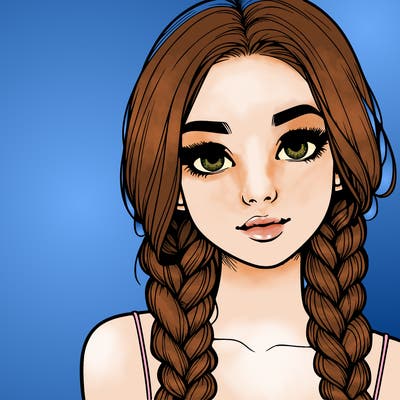realistic girl with braids