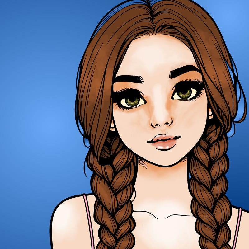 realistic girl with braids