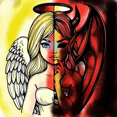 realistic angel half demon