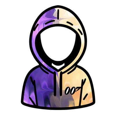 a person with non face waering a hoodie with a small 007 symbol