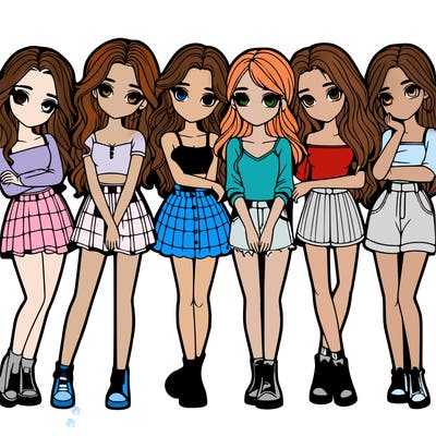 a group of girls realistic