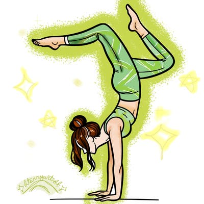 a woman doing a handstand