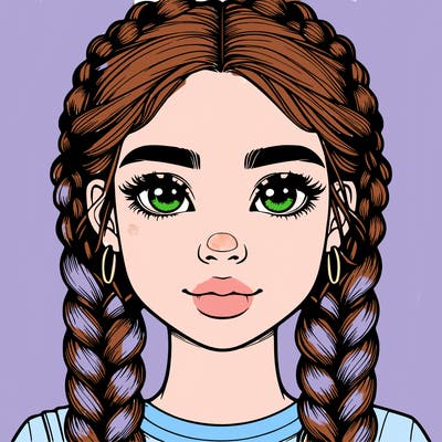 realistic girl with braids