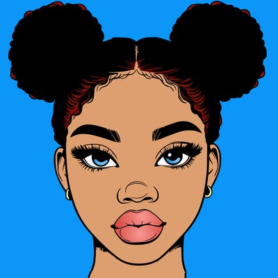 realistic black woman with two buns