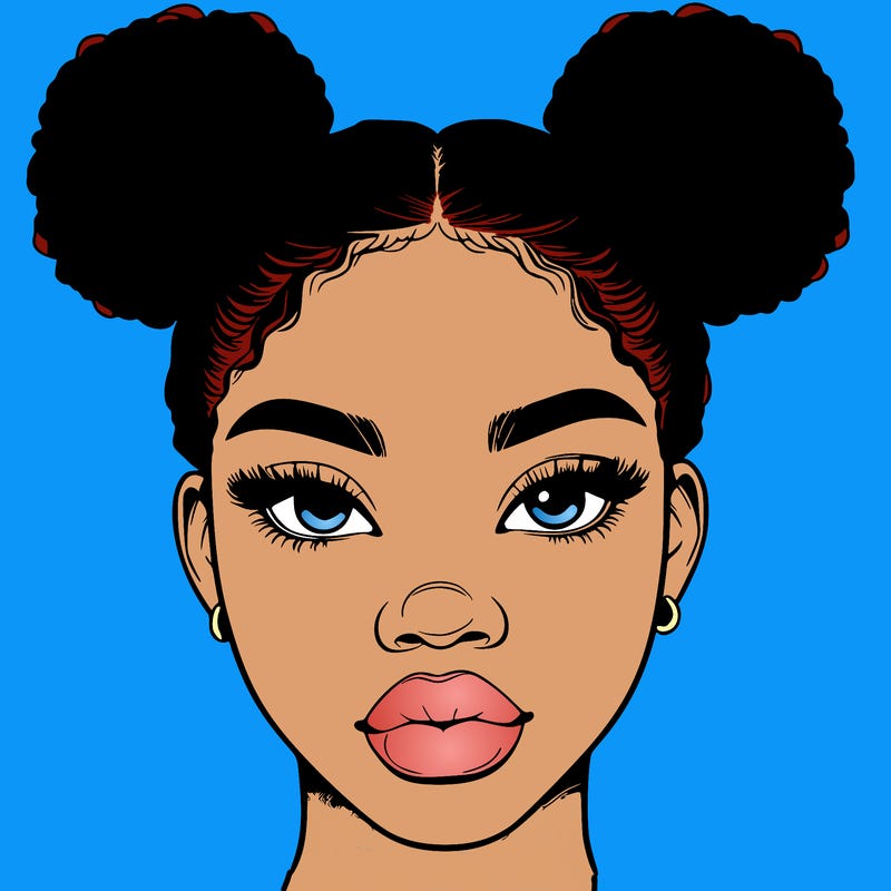 realistic black woman with two buns