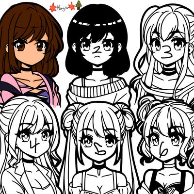 make girls with different anime styles