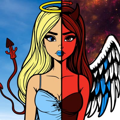 devil vs angel realistic girl