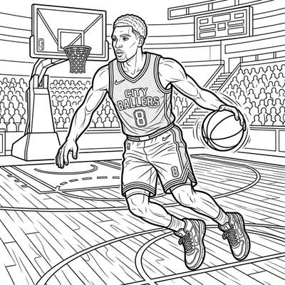 Unleash your artistic flair with this exciting NBA Shooting Guard coloring page, perfect for teens. Dive into the intense action of a basketball court and bring this player to life with your favorite colors.