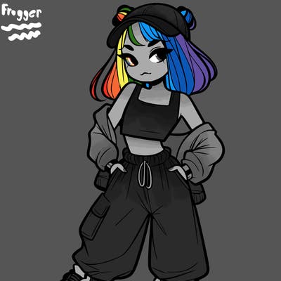 girl in crop top and baggy pants