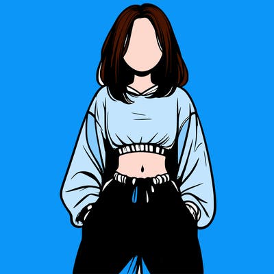 realistic girl faceless with baggy pants and a crop top