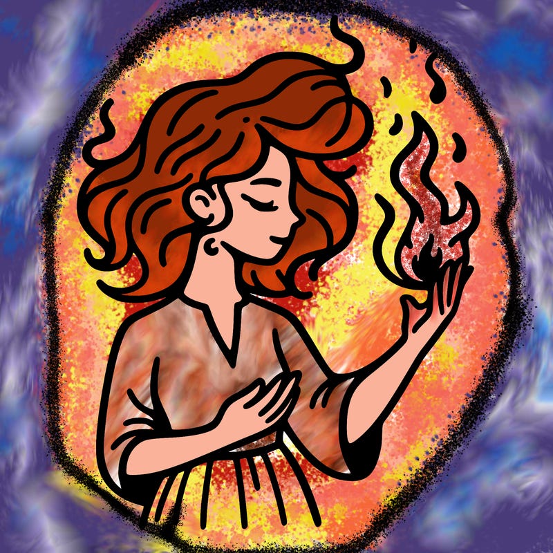 woman with fire