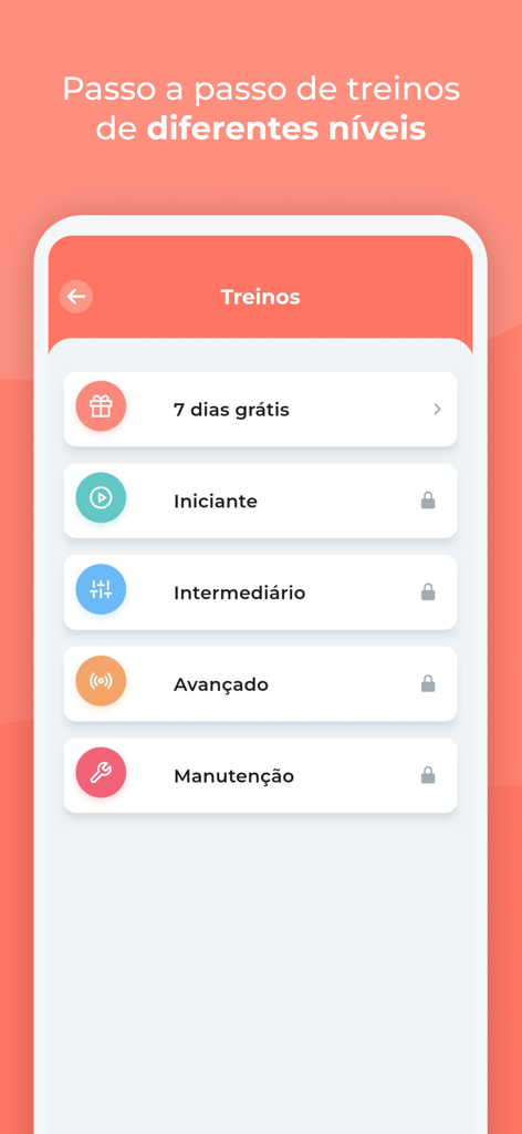 Aperta e Solta - Aperta e Solta app interface showing various levels of Kegel training