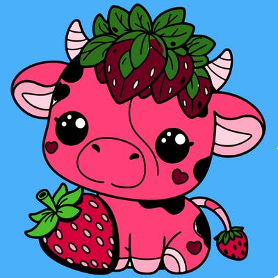 cute strawberry cow