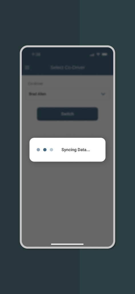 FIRSTGATE ELD - FIRSTGATE ELD App Bildschirm zum Synchronisieren von Daten