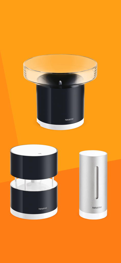 Netatmo Weather - 雨量計、風速計、屋内センサーを含むNetatmoスマートウェザーステーションのハードウェアコンポーネント。