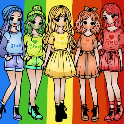 a group of five girls