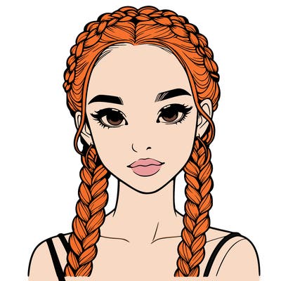 realistic girl with braids