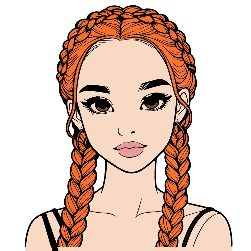 realistic girl with braids
