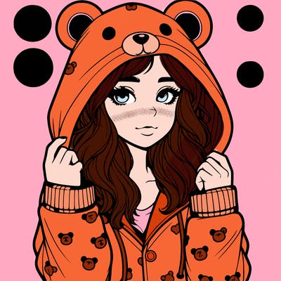 realistic girl in a animal pjs hoodie