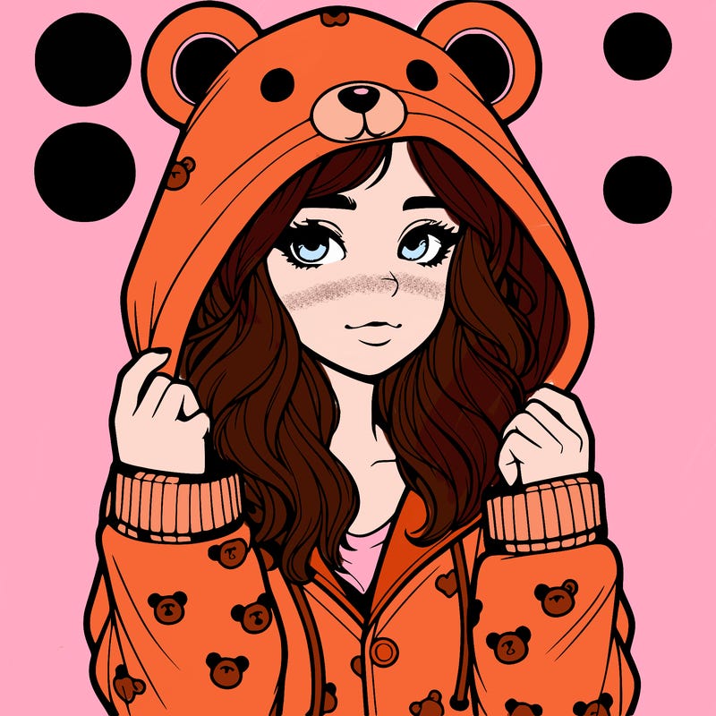 realistic girl in a animal pjs hoodie