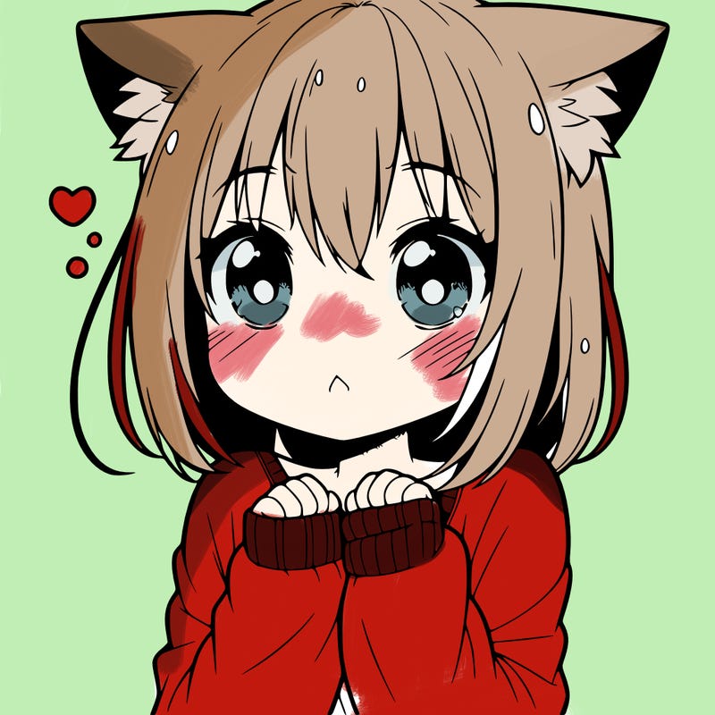 shy anime catgirl
