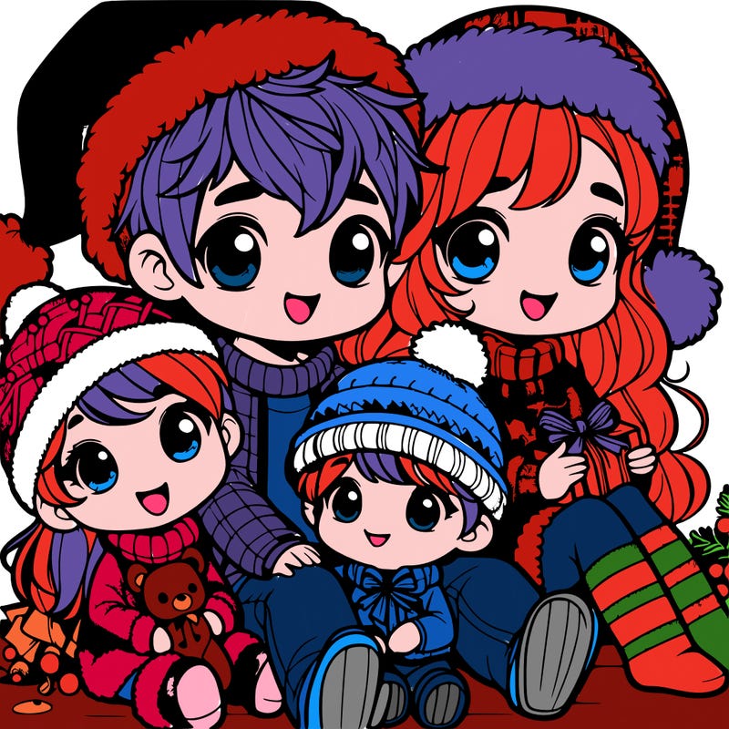 a cute family on christmas very realistic
