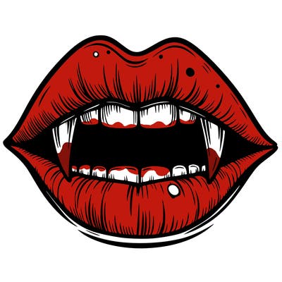 lips with vampire teeth