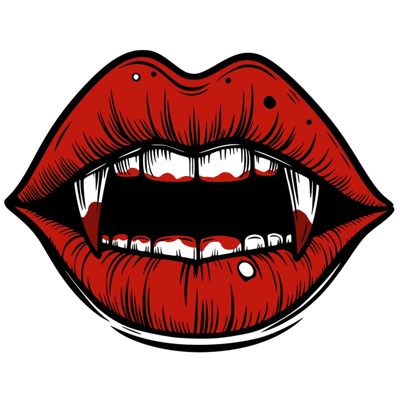 lips with vampire teeth