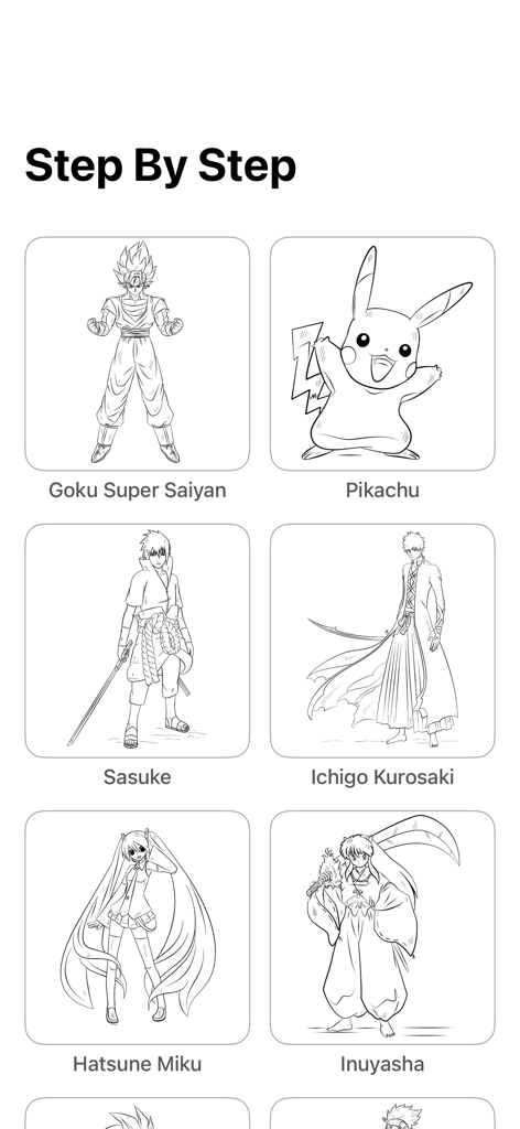 How to Draw Anime Easy - Schritt-für-Schritt-Zeichengalerie mit beliebten Anime-Charakteren wie Goku, Pikachu und Sasuke