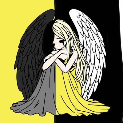 ethereal girl in grief, lonely and heartbroken