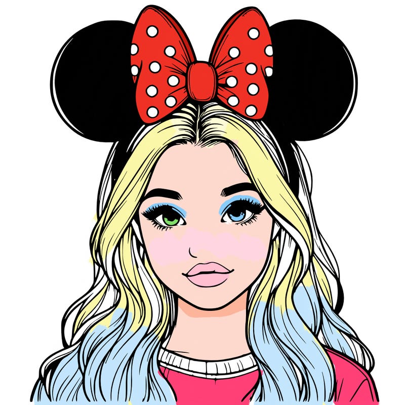 aesthetic realistic girl wearing mickey mouse ears