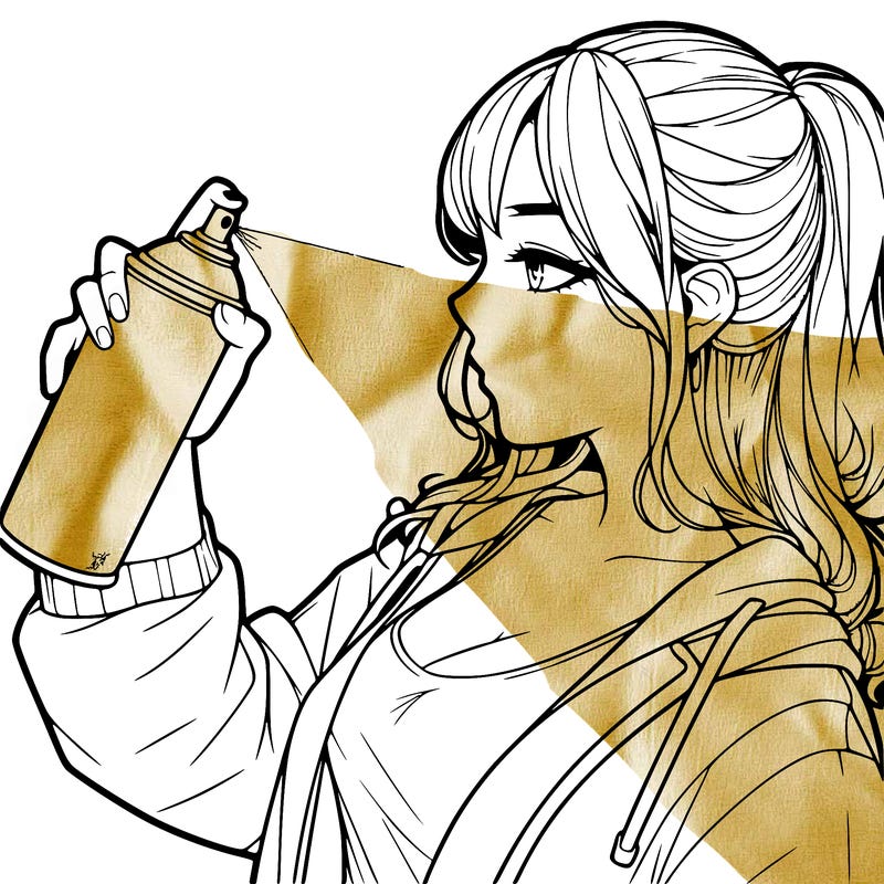 a realistic girl spray, painting