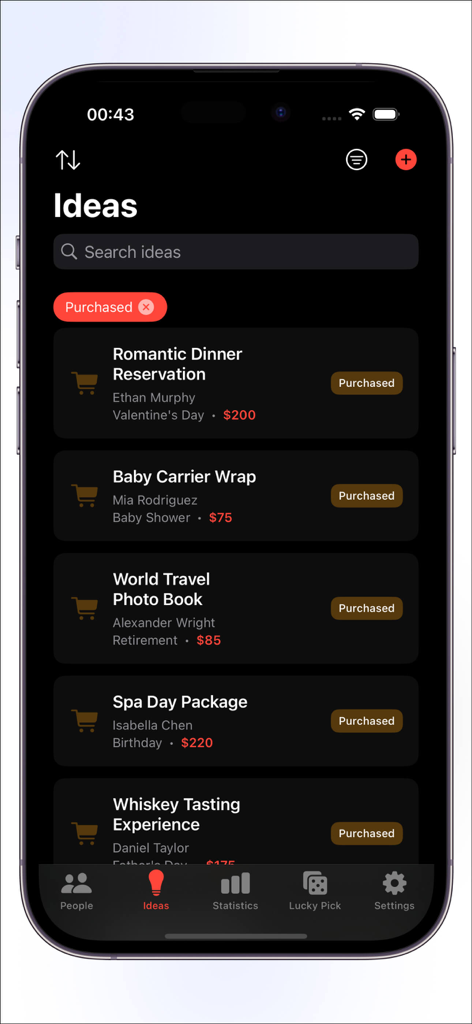 А-FriепdFindег: YourPresent - Uma lista de ideias de presentes compradas para familiares e amigos no aplicativo YourPresent
