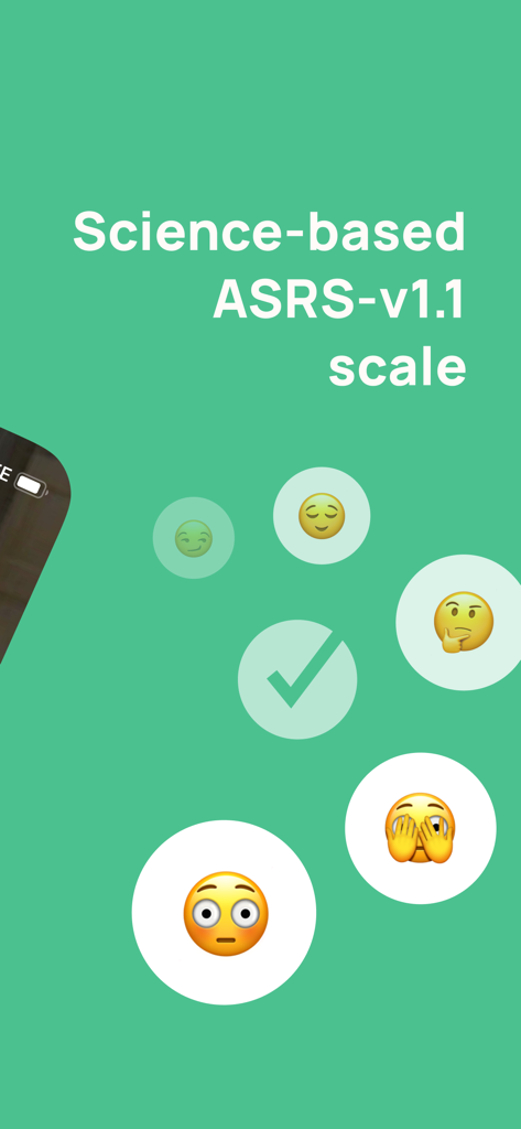 ADHD Test For Adult App - ADHS-Test-App-Oberfläche mit der wissenschaftlich fundierten ASRS-v1.1-Skala und verschiedenen Emojis